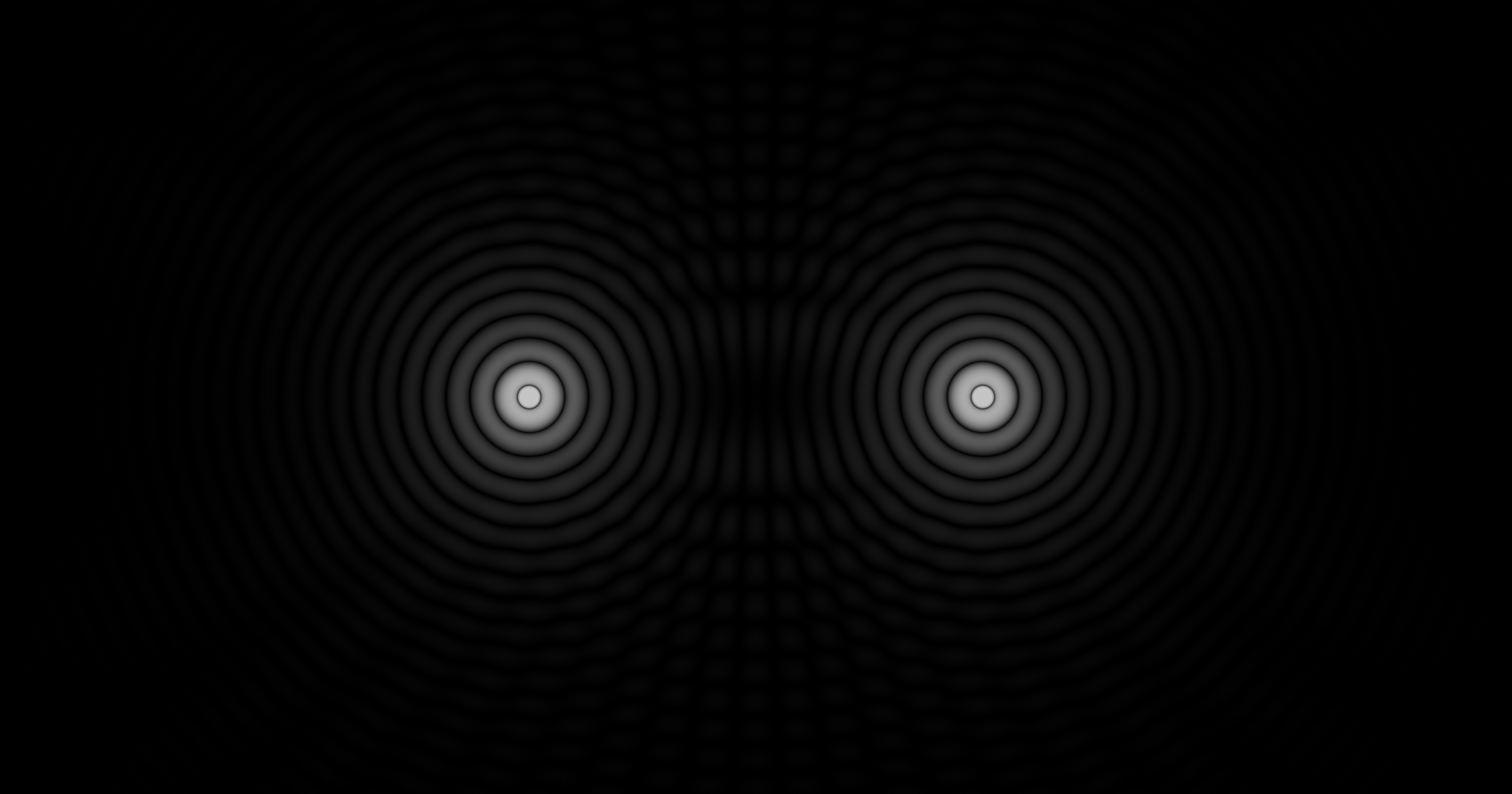 Coherent light interference pattern, two sources.